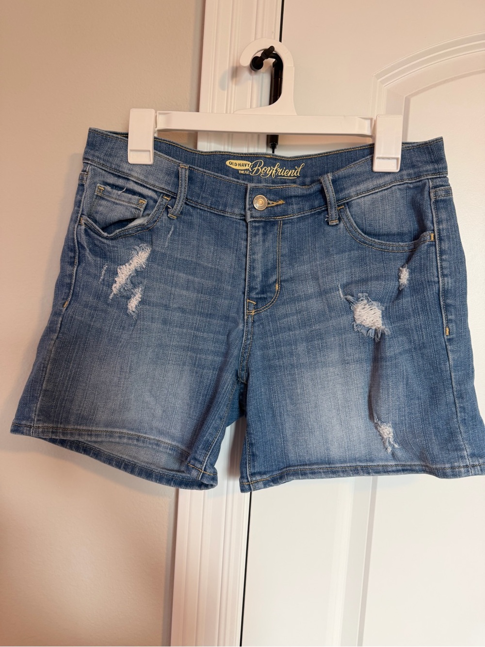 Old Navy Boyfriend Distressed Denim Shorts - Blue
